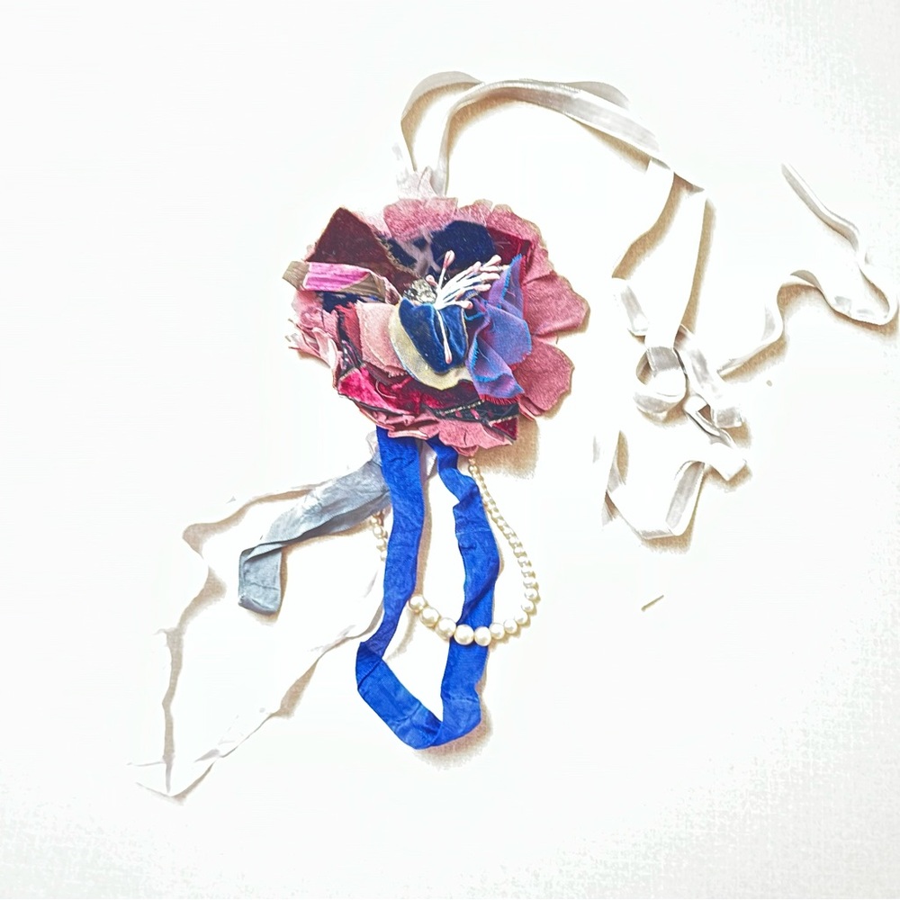 Tattered Leather Flower Necklace in Jewel Tones Handmade